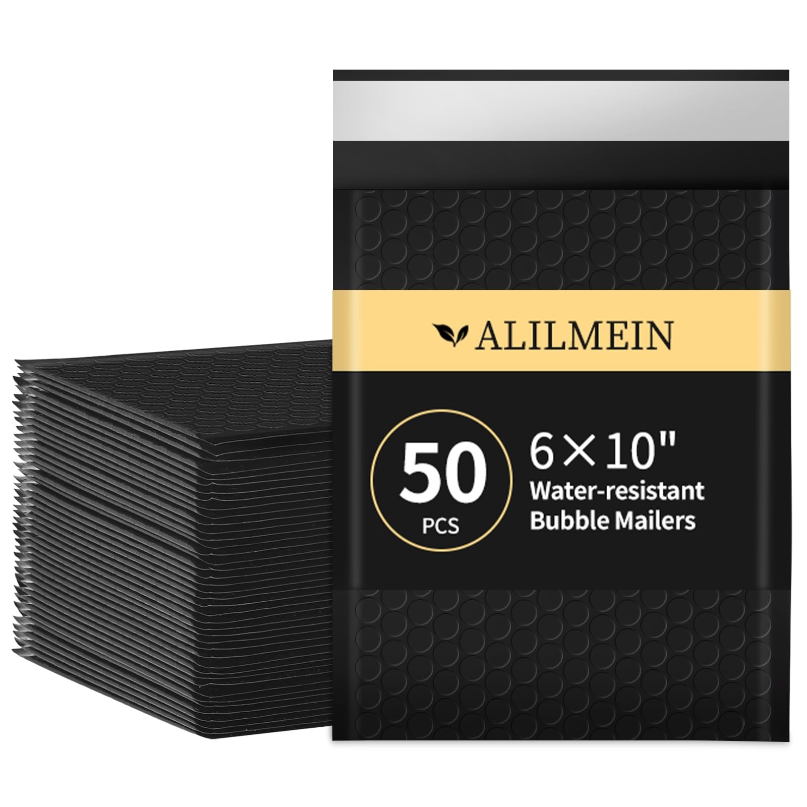Alilmein 6×10" Inch Bubble Mailers 50 Pack Waterproof Padded Envelopes Self Seal Adhesive Shipping Bags for Mailing Cards Jewelry Makeup and Small