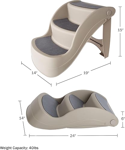 Miniatura 6 de Escaleras plegables de plástico para mascotas durables interiores o al aire libre diseño de 4 pasos 3 pasos Bronceado