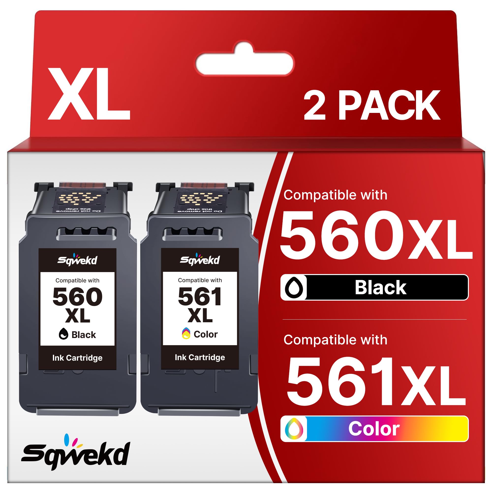 Sqwekd PG-560 XL CL-561XL Cartucce d'inchiostro Sostituzione per Cartucce Canon 560 561 XL per Canon Pixma TS7450i TS5350i TS5350 TS7450 TS7451i TS7451 TS5351a TS5351 TS5352 TS5353 (Nero Tri-Colore)