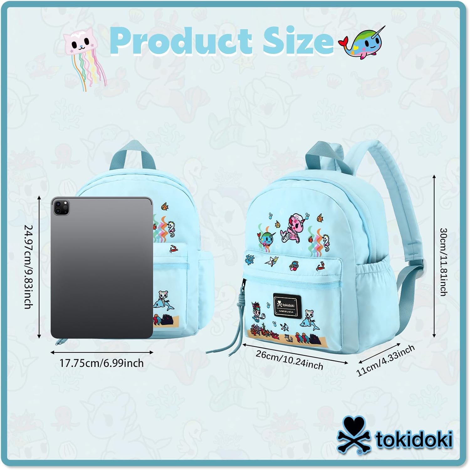Tokidoki Unicorno Mini Backpack Daily Fashion Shoulder Bag Large Capacity Portable Travel Backpack Casual Daypack (blue) - Image 2