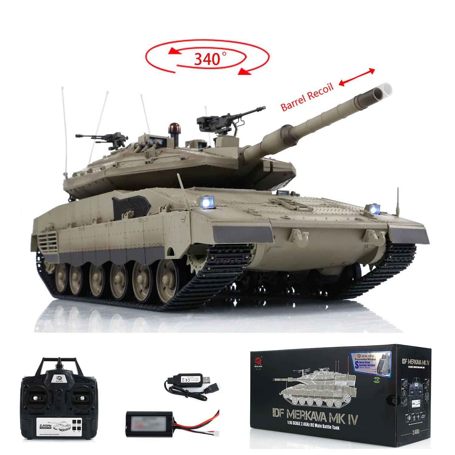 TOUCAN RC HOBBY 1:16 IDF Merkava MK IV RC Tanque de batalla principal Heng Long 3958 Tanques de control remoto modelo