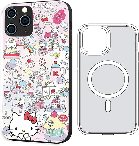 PINSTWI Linda funda magnética para iPhone 11 Pro Max, impresión 3D para Kawaii, gato y gatito, funda de silicona suave para niñas y mujeres