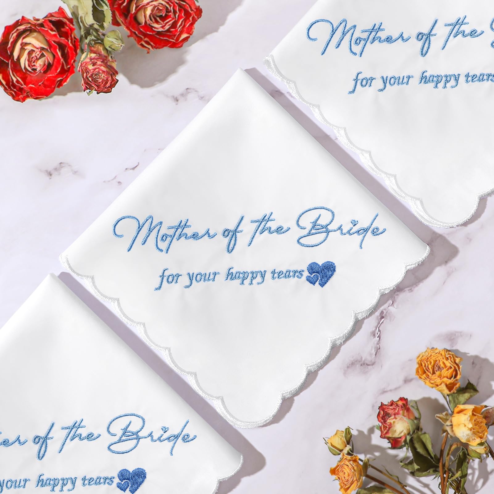 Mother of the Bride Handkerchiefs Happy Tear Wedding Handkerchiefs Something Blue Gifts On Wedding Day Keepsake Hankies