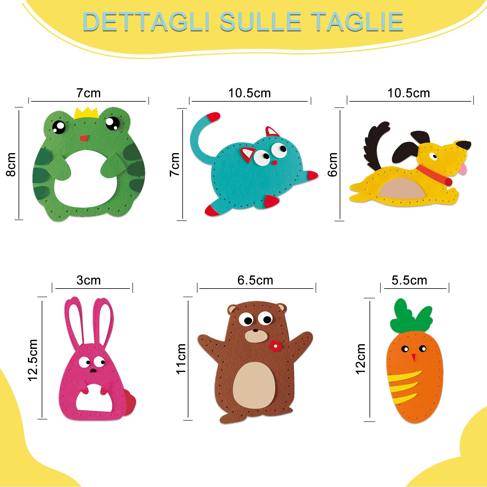 WHHVCTY Zestaw do szycia DIY dla dzieci, zestaw do szycia w kształcie zwierząt z filcu, zestaw do majsterkowania dla dzieci i początkujących, zestaw do szycia z filcu dla dziewcząt, kreatywne