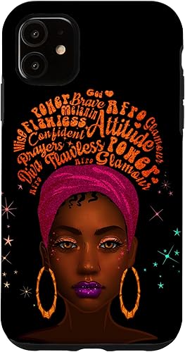 iPhone 11 - Funda de melanina para mujer color negro color marrón para niñas y mujeres