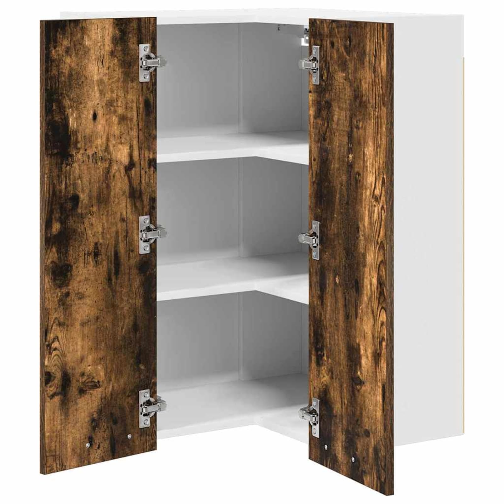 ATOMSTACK MAKER Armadietto pensile da cucina angolare, 57 x 57 x 80 cm, rovere affumicato e bianco, moderno armadio in legno con molto spazio per le cucine moderne
