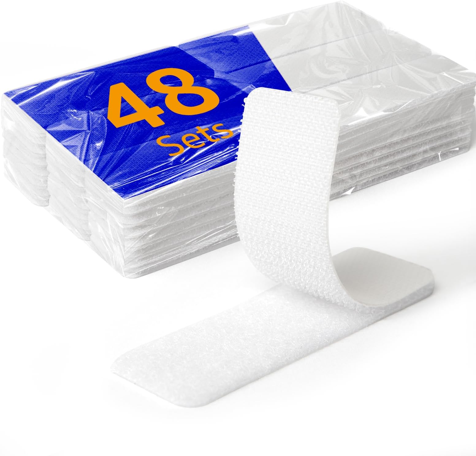 48 Sets 1 x 3 inch Adhesive Fastener Strips, Heavy Duty, Strong Back Adhesive Fasten Command Strips, Double Sided for School, Classroom, Office, Home Use, White