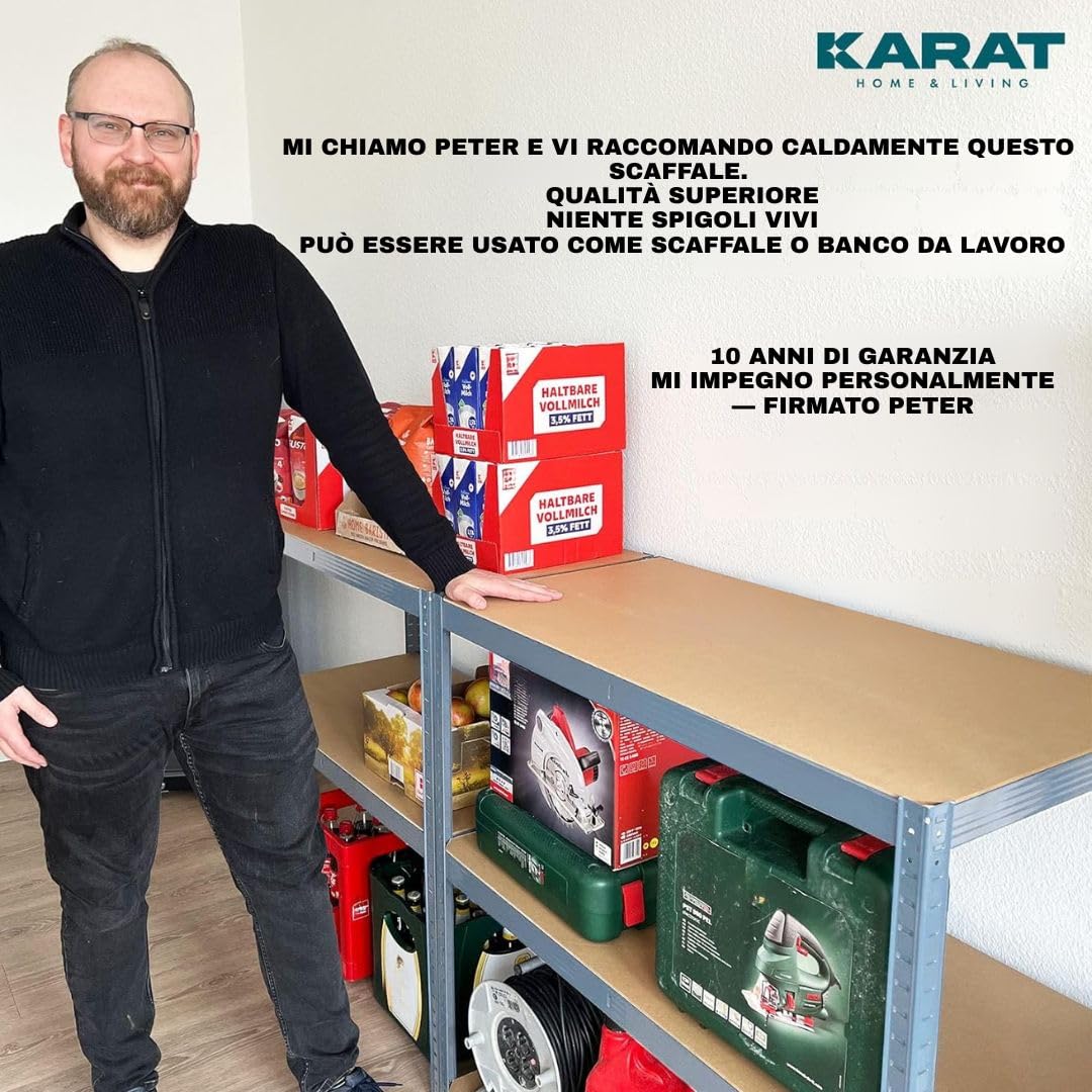 Floordirekt Scaffalatura per carichi pesanti, set da 2, grigio, 200 x 120 x 60 cm, scaffalatura cantina, magazzino, officina, banco da lavoro, 5 ripiani regolabili (Lakota)