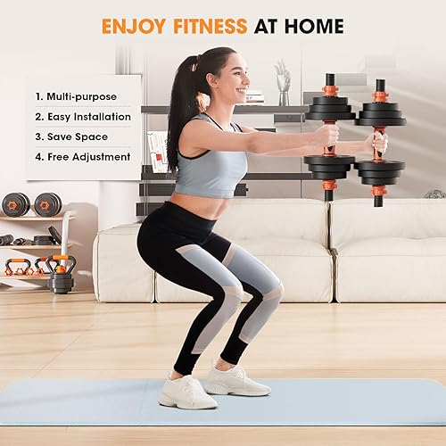 Miniatura 7 de Juego de mancuernas ajustables de 20 libras50 libras70 libras90 libras, pesas libres, juego de pesas 4 en 1, mancuernas, pesas rusas, flexiones,