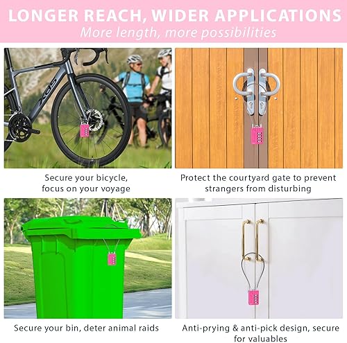 Miniatura 3 de SEPOX Twins - Candado de combinación de 4 dígitos reiniciable, cable de acero de vinilo extra largo de 12.6 in, bloqueo multiusos para casillero de