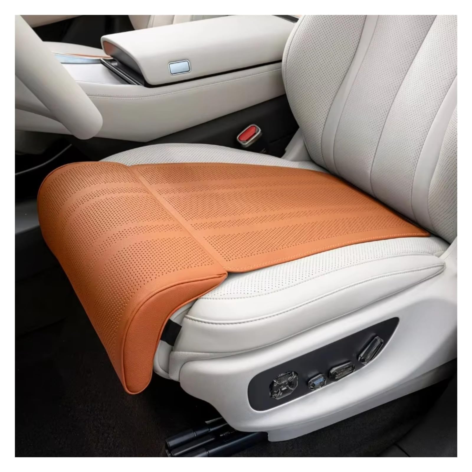 VAPORVERSE 1 Pc Car Seat Cushion Extension for BMW X5 E70 2006-2013, Breathable Leather Thigh Support Sponge Pad Summer Auto Interior Accessories,Orange
