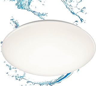 Trango Lámpara de baño LED 3105 IP44 en blanco con control de temperatura de color CCT 3000K - 4000K - 6000K (por interruptor de luz ON/OFF) *NOAH* incluye 1 módulo LED de 20 W, lámpara de techo pared