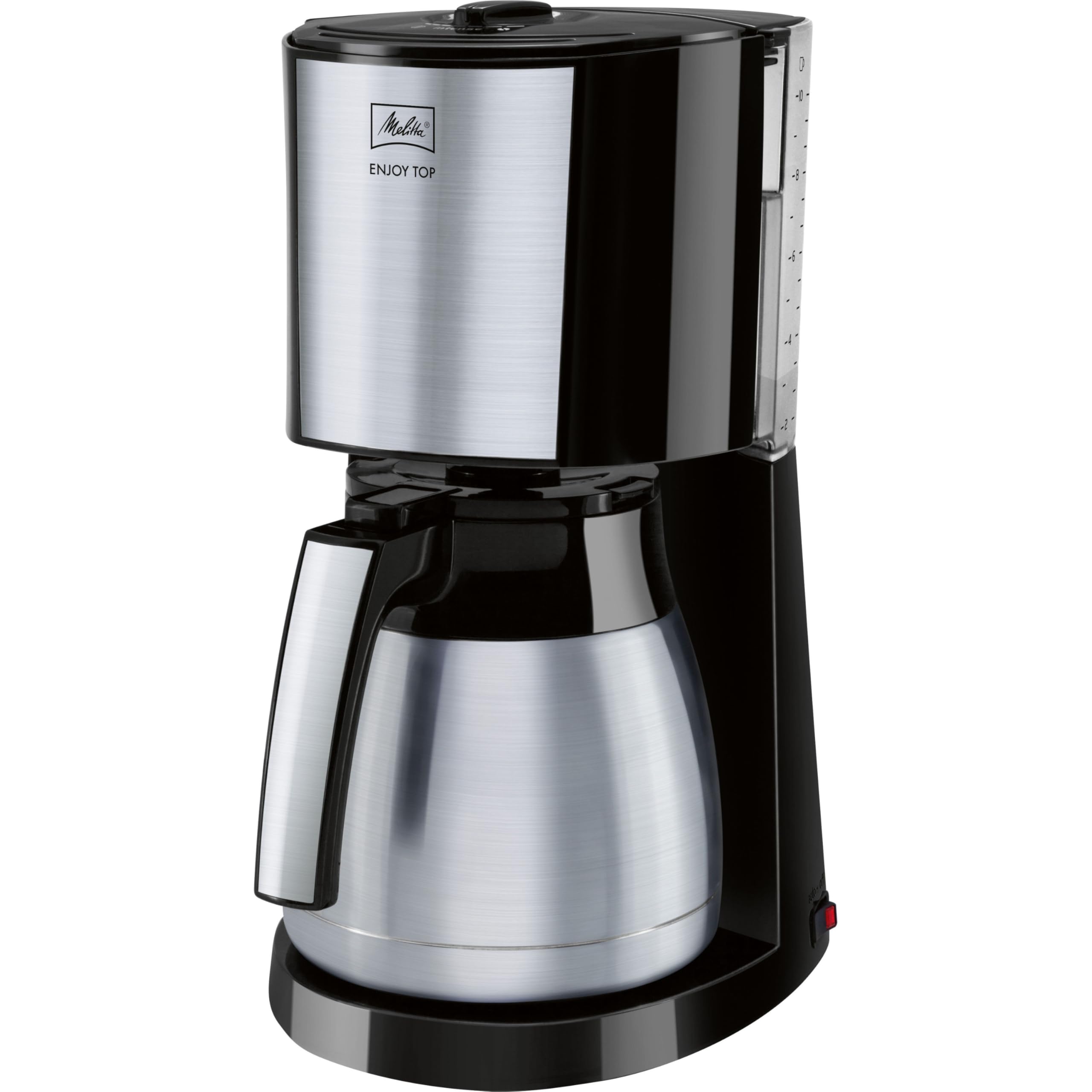Melitta Cafetière à Filtre avec Verseuse Isotherme en Acier Inoxydable, Sélecteur d'Arôme, Enjoy Top Therm, Noir/​Acier Brossé, 1017-​08