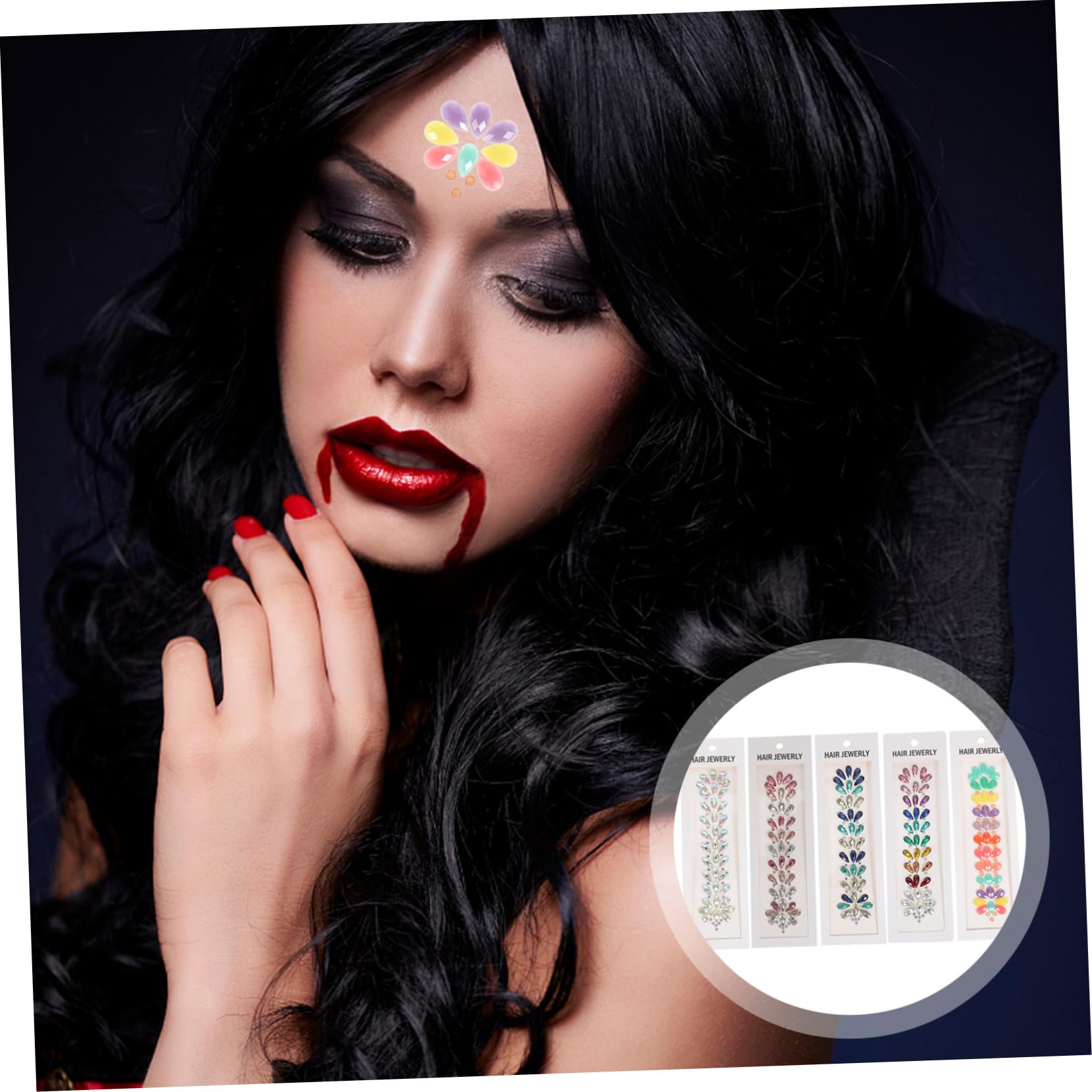 DOITOOL 15hojas Pegatinas De Joyas Faciales y Capilares Brillantes De Halloween De y Cosplay Autoadhesivas y Fáciles De Usar