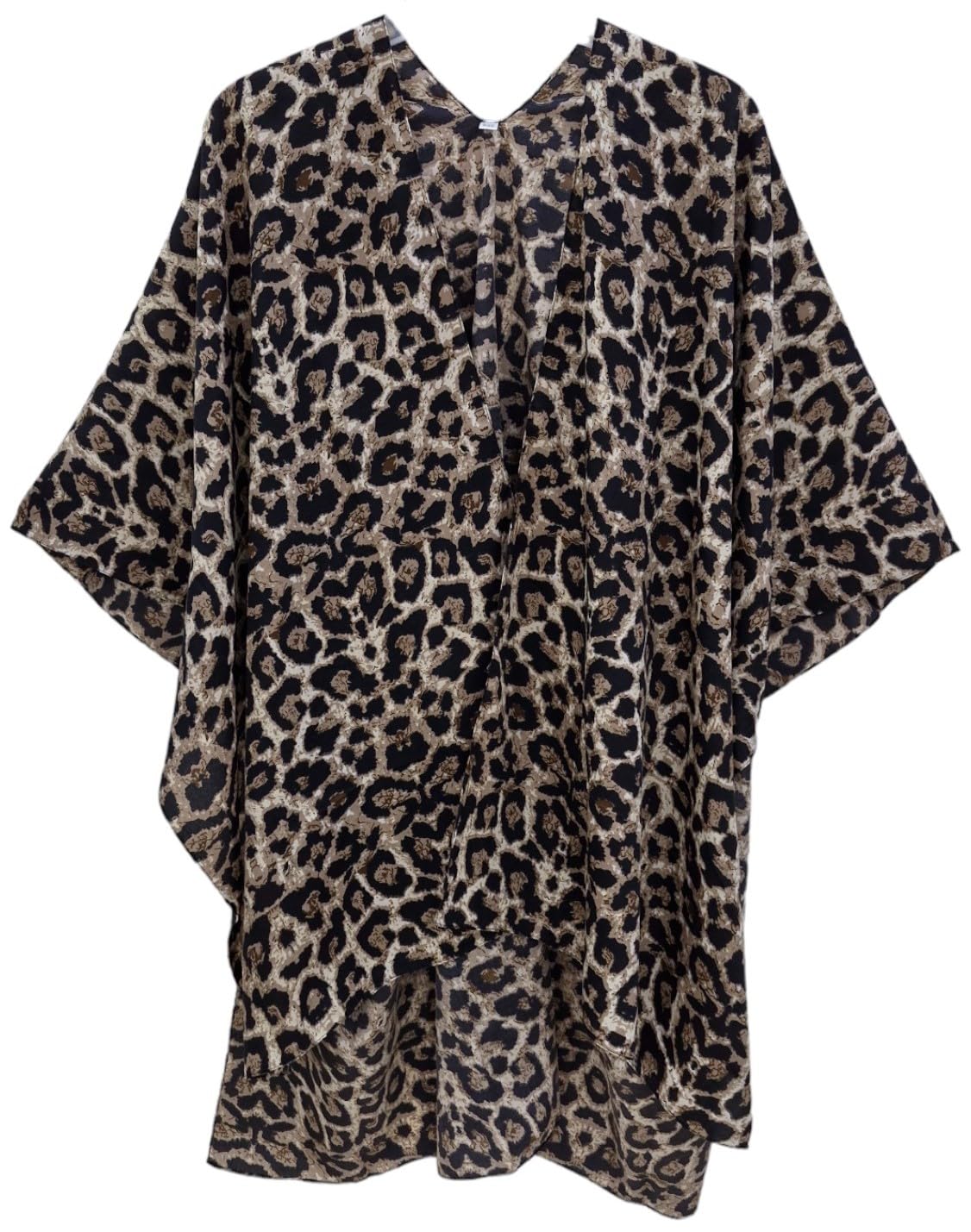 Elu ♥ Traje de baño de playa para mujer, kimono cárdigan casual con estampado floral bohemio, Leopardo marrón animal 14, Talla única