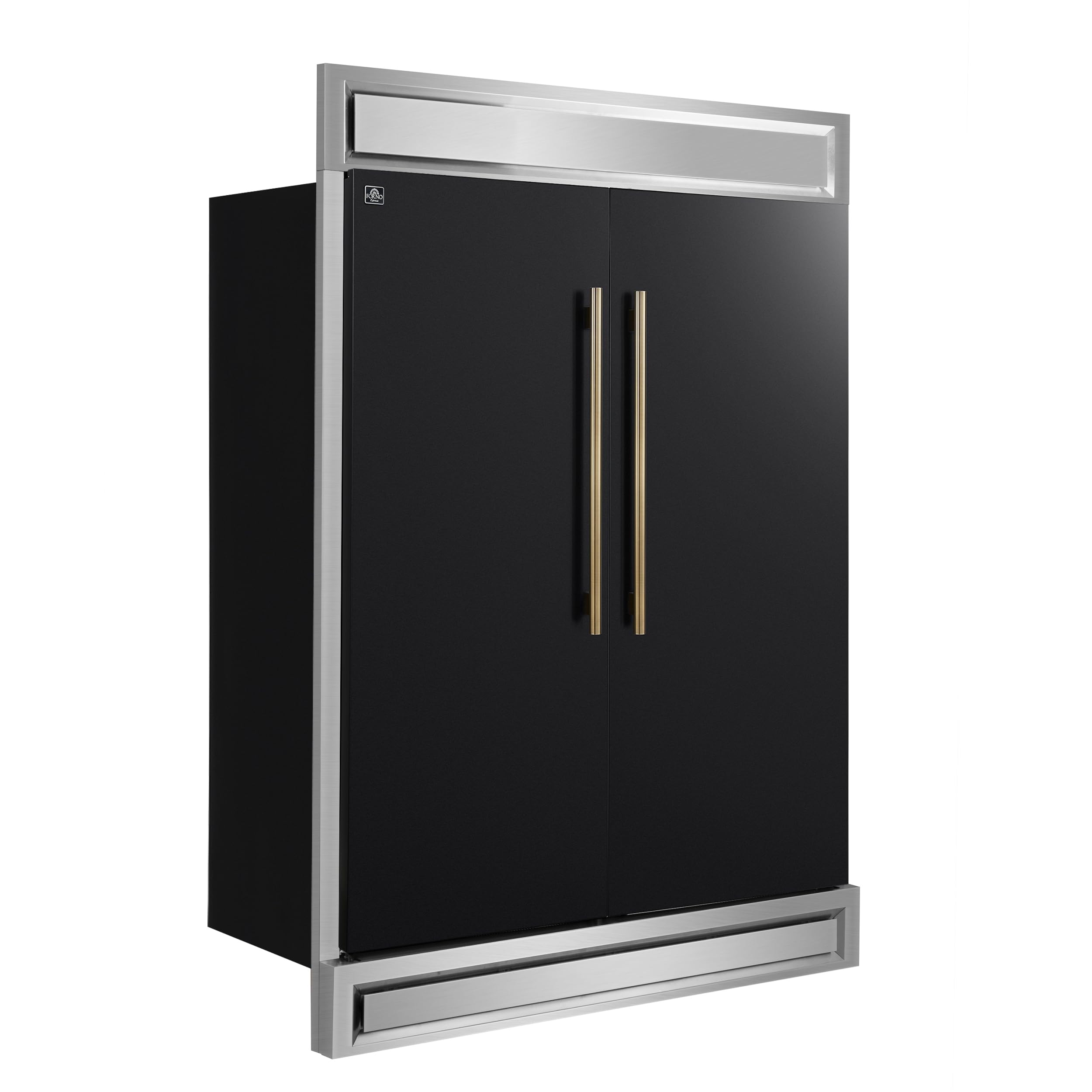 Forno Maderno 28-Inch Built-In Convertible Refrigerator Freezer, 27.2 cu. ft. Capacity, 84-Inch Height, Black Finish with Decorative Trim on Fridge.com