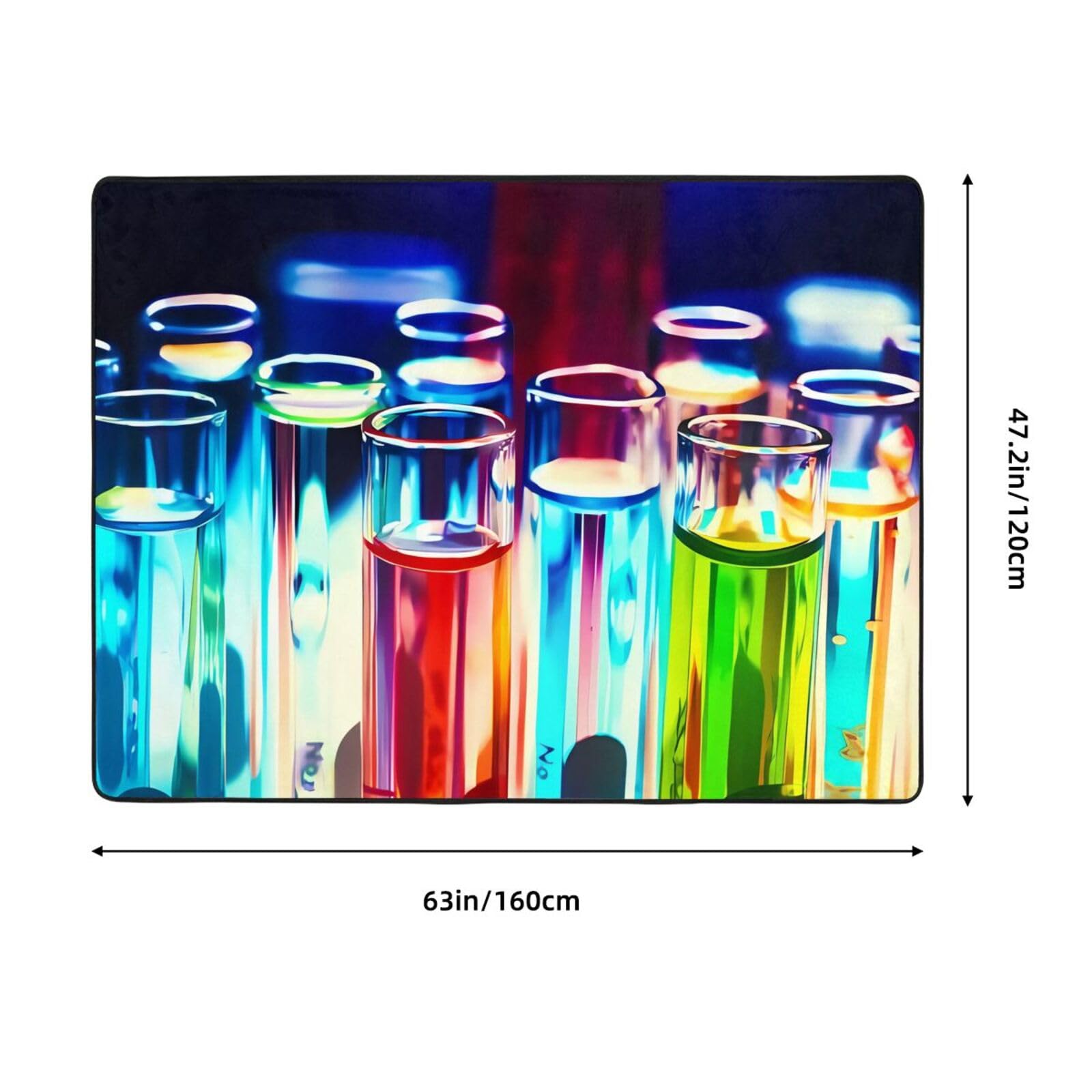 Chemie-Reagenzglas-Drucke, gut verarbeitet, rutschfester Bodenbelag, 160 x 121,9 cm, Plüsch-Komfort für Zuhause und Büro