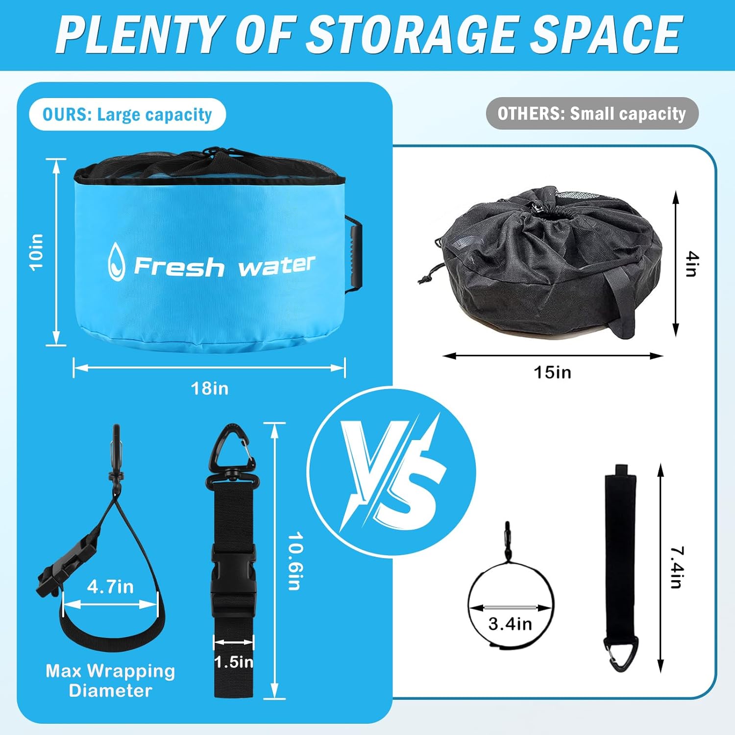 4 Pack RV Sewer Hose Storage with Drawstring Mesh Top, Waterproof RV Accessories Bags Utility Bag Organizer for Garden Fresh Water Hoses Electrical Cords Camper Tools