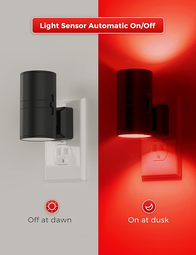 L LOHAS LED L LOHAS LED Red Night Light, Night Lights Plug into Wall, LED Night Lights with Light Sensor, Sleep Aid Red, Dimmable Night Light for Christmas, Holiday Decor, Hallway, Bedroom, 2 Pack photo 6