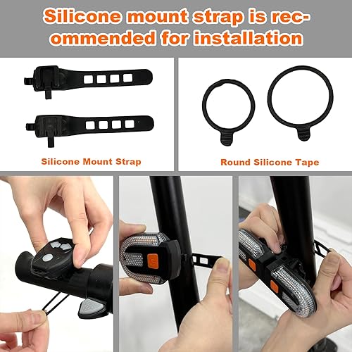 Miniatura 8 de Luz trasera de bicicleta con señal de giro, luz trasera para bicicleta, control remoto inalámbrico, recargable por USB, 5 modos, luces traseras de