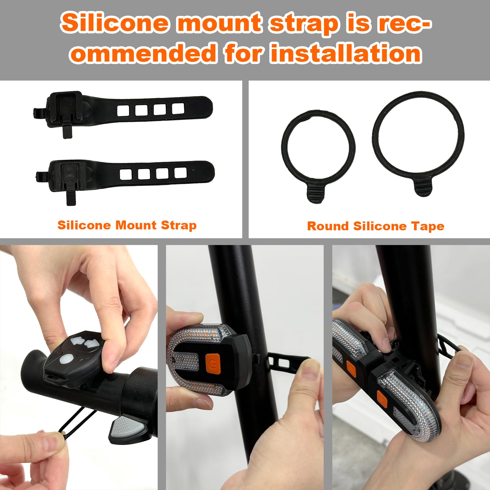 Luz trasera para bicicleta con señal de giro, luces traseras para bicicleta, control remoto inalámbrico, recargable por USB, 5 modos, impermeables, se pueden montar en la parte delantera y trasera (4