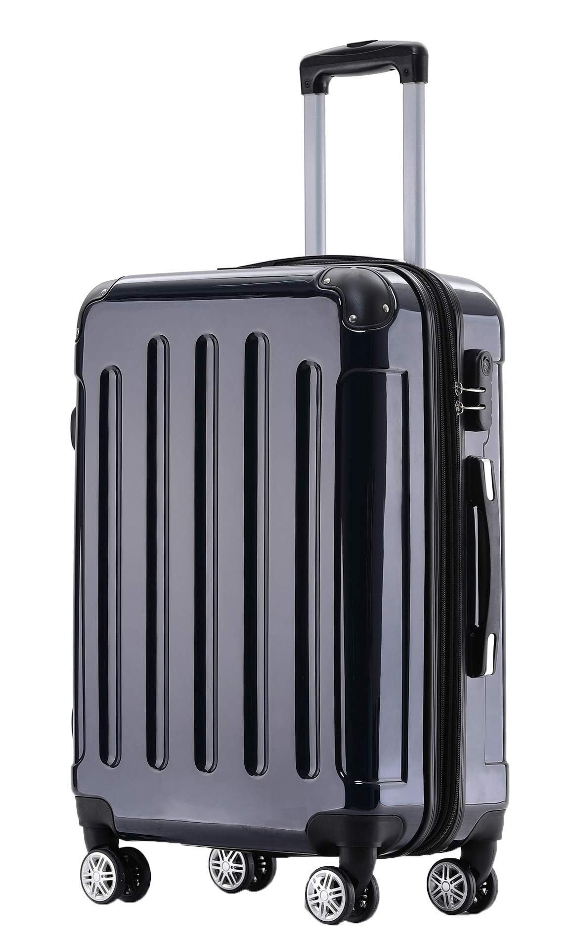 BEIBYE Zwillingsrollen 2048 Hartschale Trolley Koffer Reisekoffer in M-L-XL-Set in 15 Farben (Dunkel Blau, M)