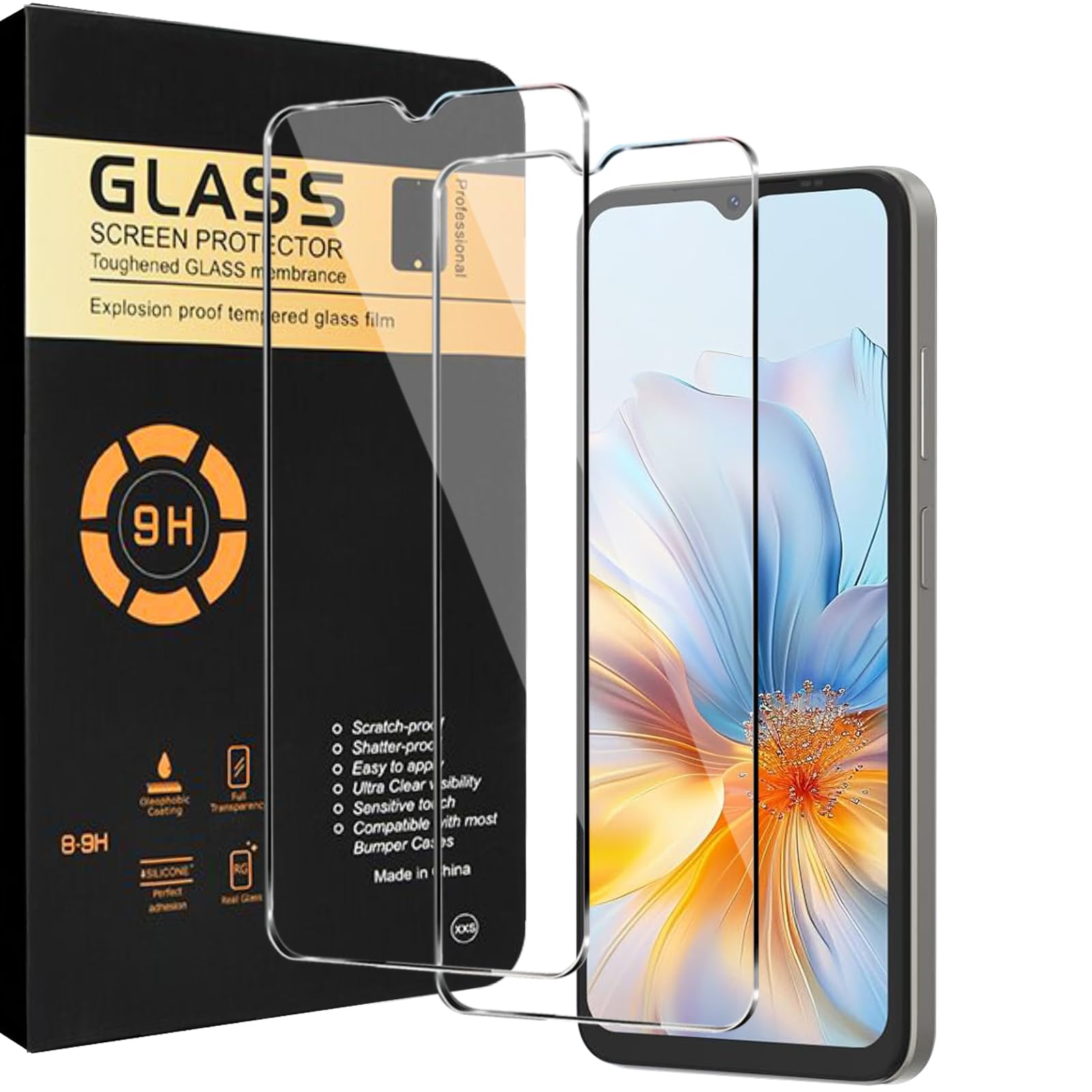 Asoway Vetro Temperato Pellicola Protettiva per DOOGEE N55 Plus [3 Pezzi] Durezza 9H, Alta Definizione Protezione Pellicola Salvaschermo per DOOGEE N55 Plus Installazione Senza Bolle