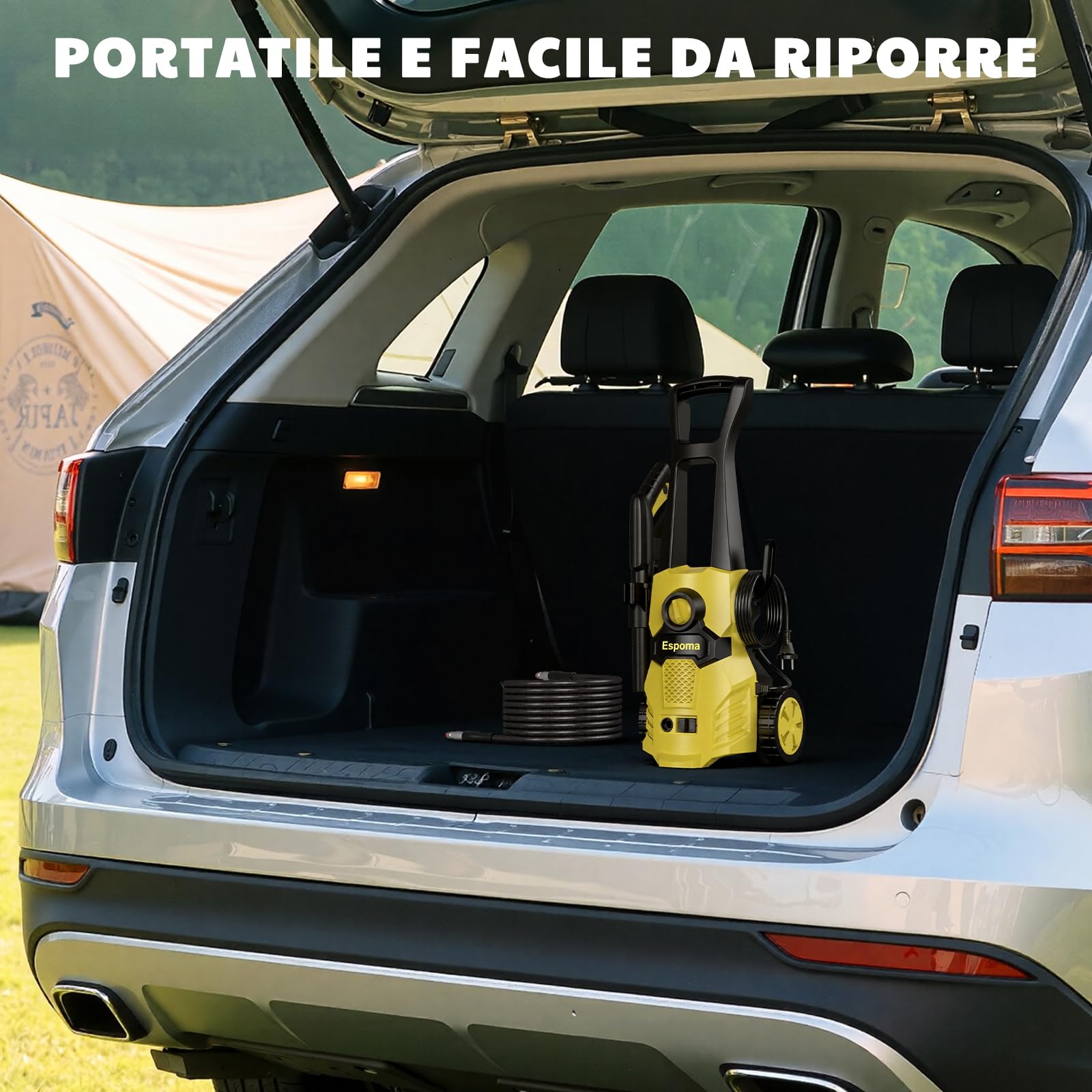 Idropulitrice professionale 120 Bar - Idropulitrice 1400W Max, idropulitrice ad alta pressione Portata 380 L/h, funzione Autoadescante, 7m Tubo Alta Pressione, per Pulizia Auto e Terrazzo
