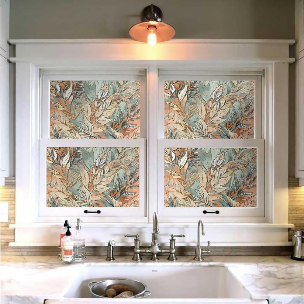 18"x236" Vintage Boho Autumn Leaves Peel and Stick Self Adhesive Wallpaper Removable Contact Paper Stick on Easy Peel Off Wall Paper for Kitchen Bedroom Bathroom Renter
