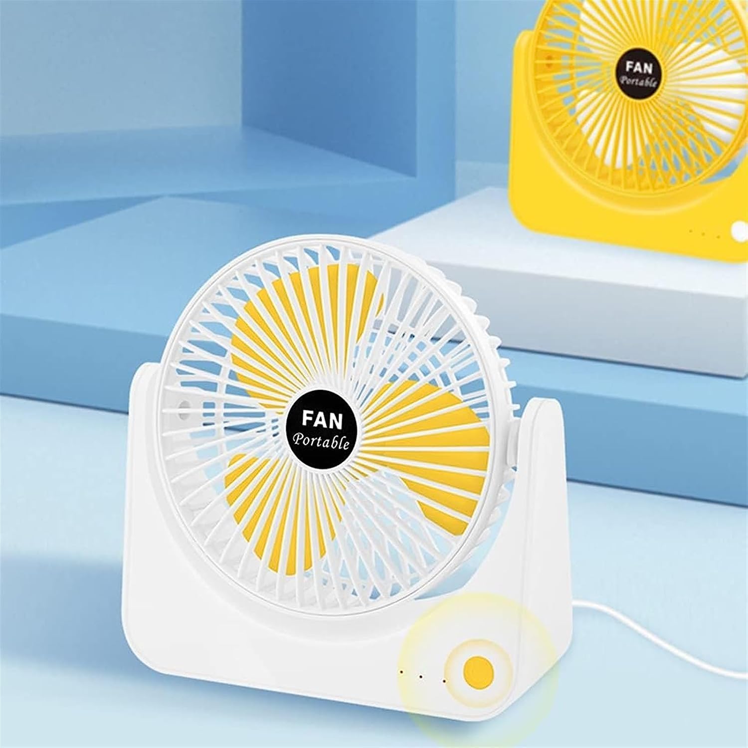 Cichy Miniventilator met 3 snelheden, USB-oplaadbare bureauventilator, omhoog/omlaag verstelbare persoonlijke ventilator, lichtgewicht draagbare handventilator Wiatraki stojące
