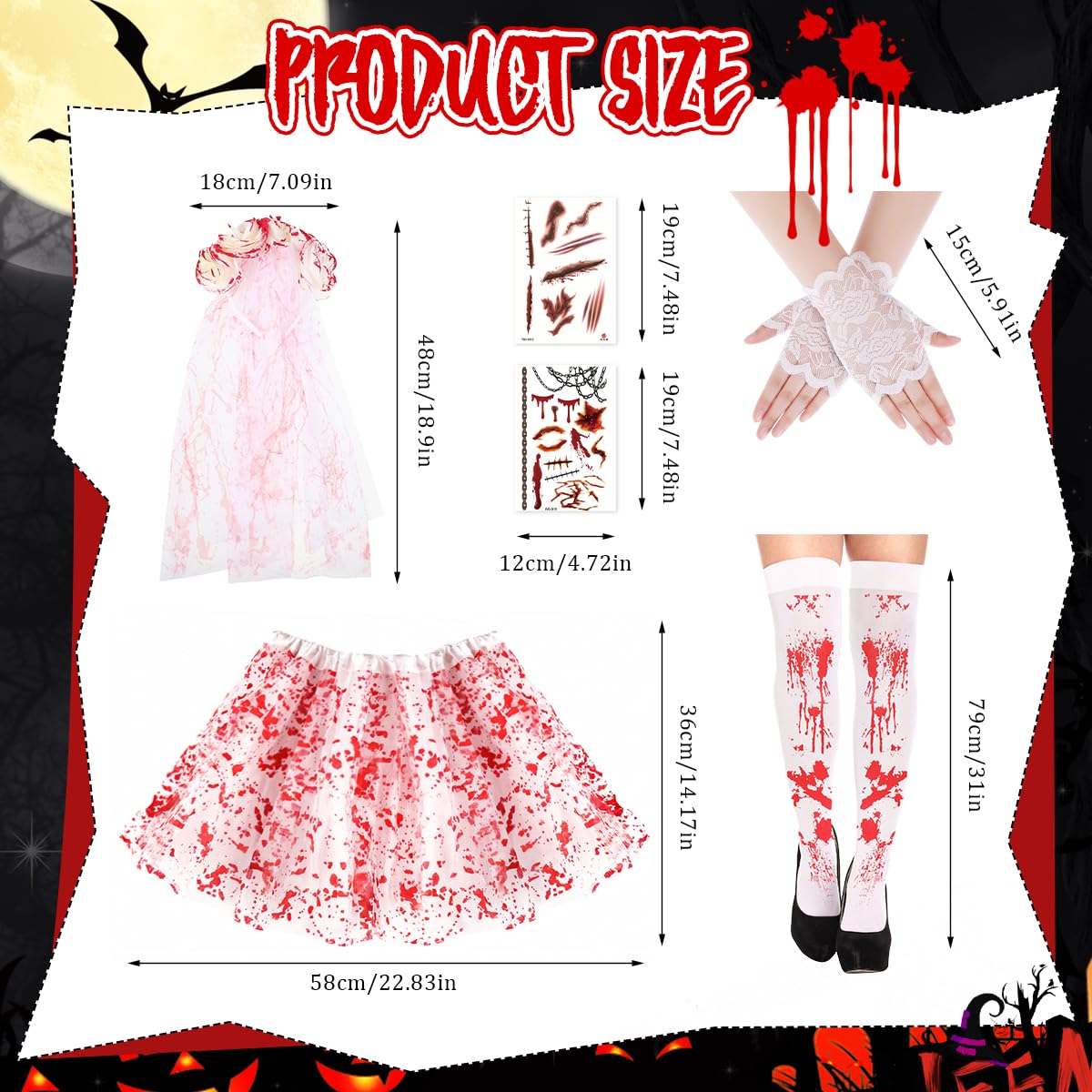 5 Pcs Ghost Bride Costume Accessories Set - Image 2