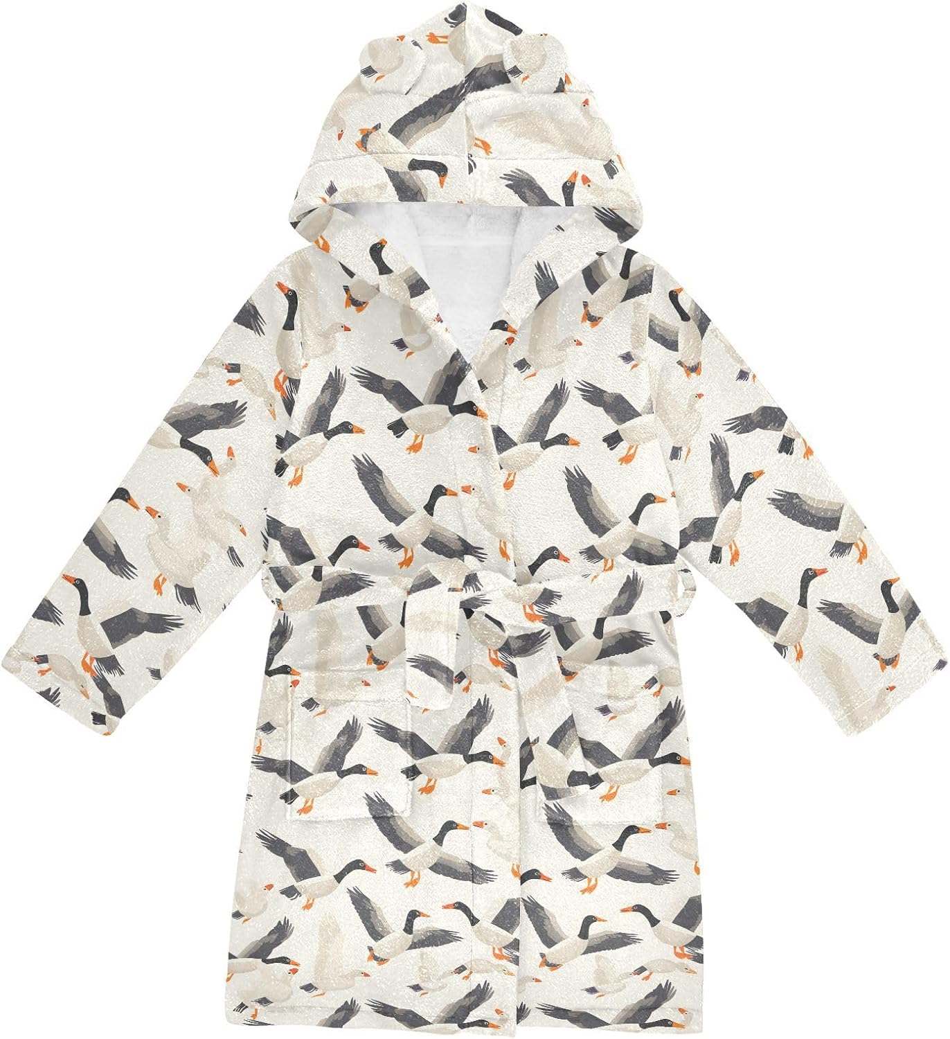 senya Wild Geese Toddler Hooded Bathrobe Kids Soft Plush Bath Towel Robes for Boys Girls 2-12 Years