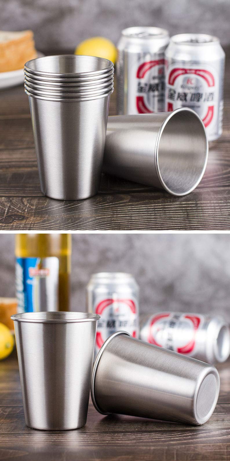 5 Bicchieri Da Birra In Acciaio Inox 304 | Infrangibili, 500 Ml, Impilabili, Per Casa E Campeggio