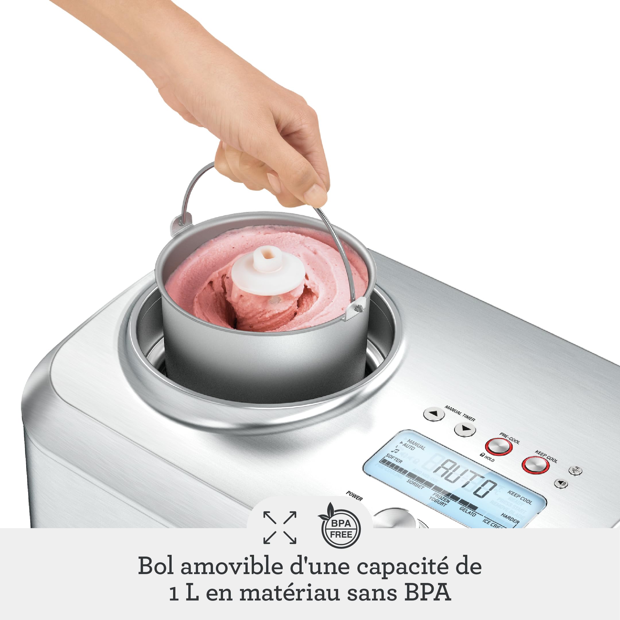 Sage The Smart Scoop, Sorbetière, Acier Inoxydable Brossé