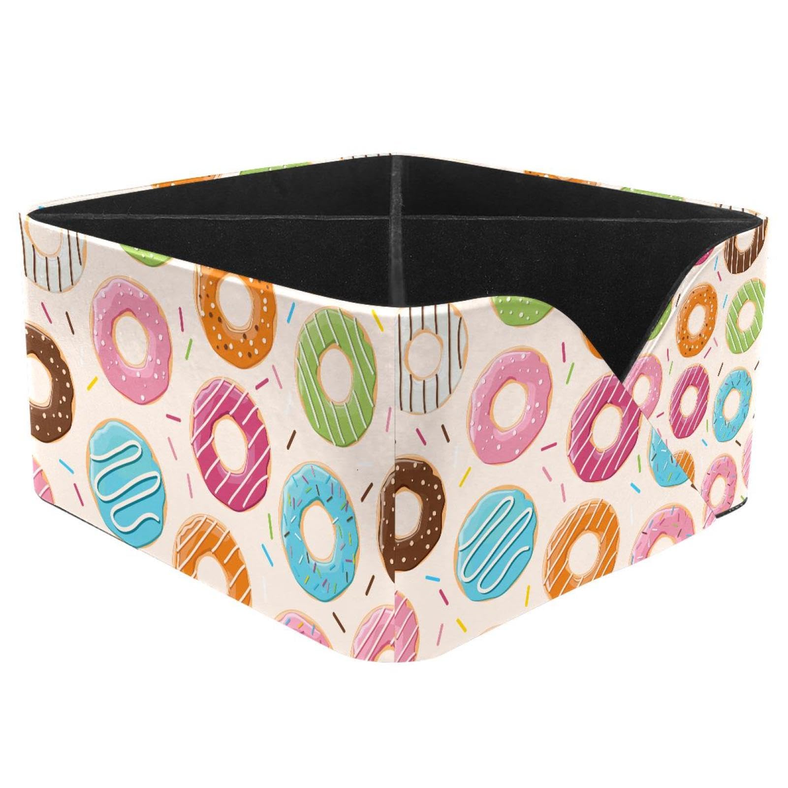 KengjuTesu Donuts Pattern Desktop Organizer Pen Holder, Rectangular Pencil Cup for Office, Study and Makeup Stations