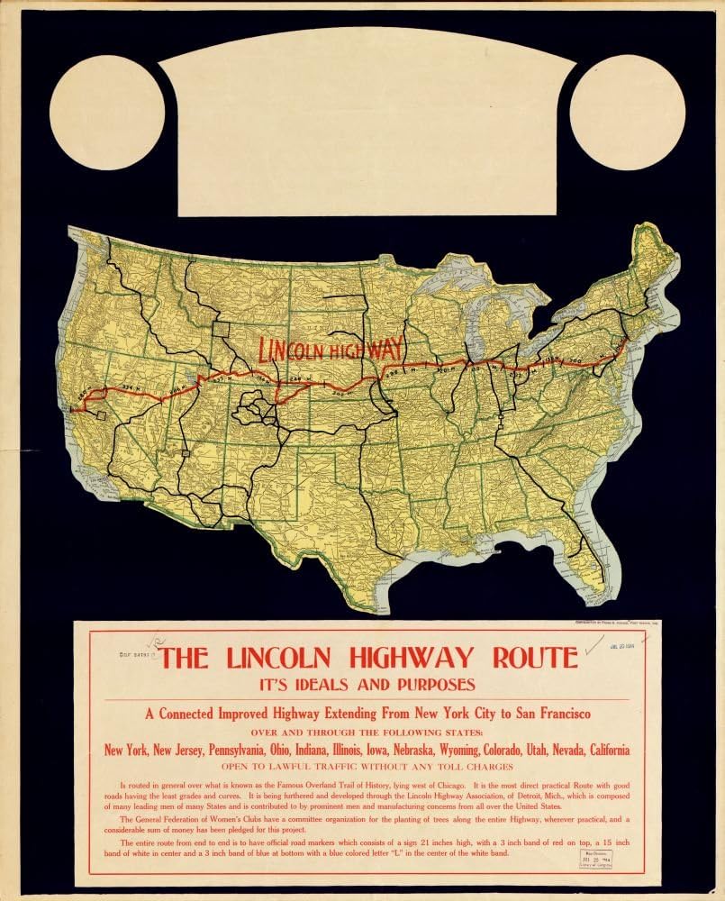 Amazon.com: Map: 1914 The Lincoln Highway Route : It's Ideals and