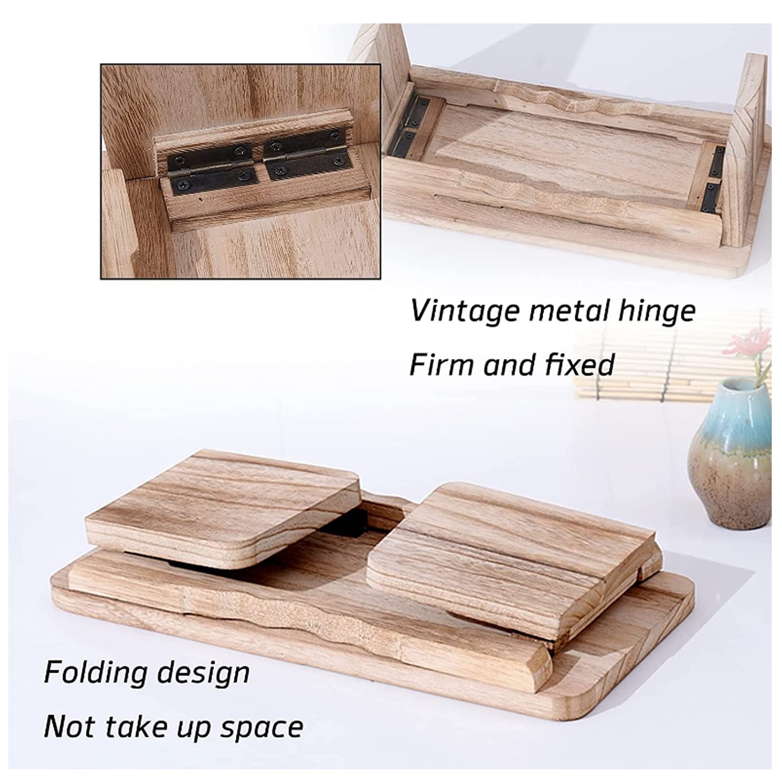 Tragbare Meditationsbank, Meditationshocker kniend mit klappbaren Beinscharnieren, Yoga-Bänke, ergonomischer Bambus-Holzstuhl, klappbarer Gebetssitz für tiefere Meditation (Farbe: Dunkelbrau