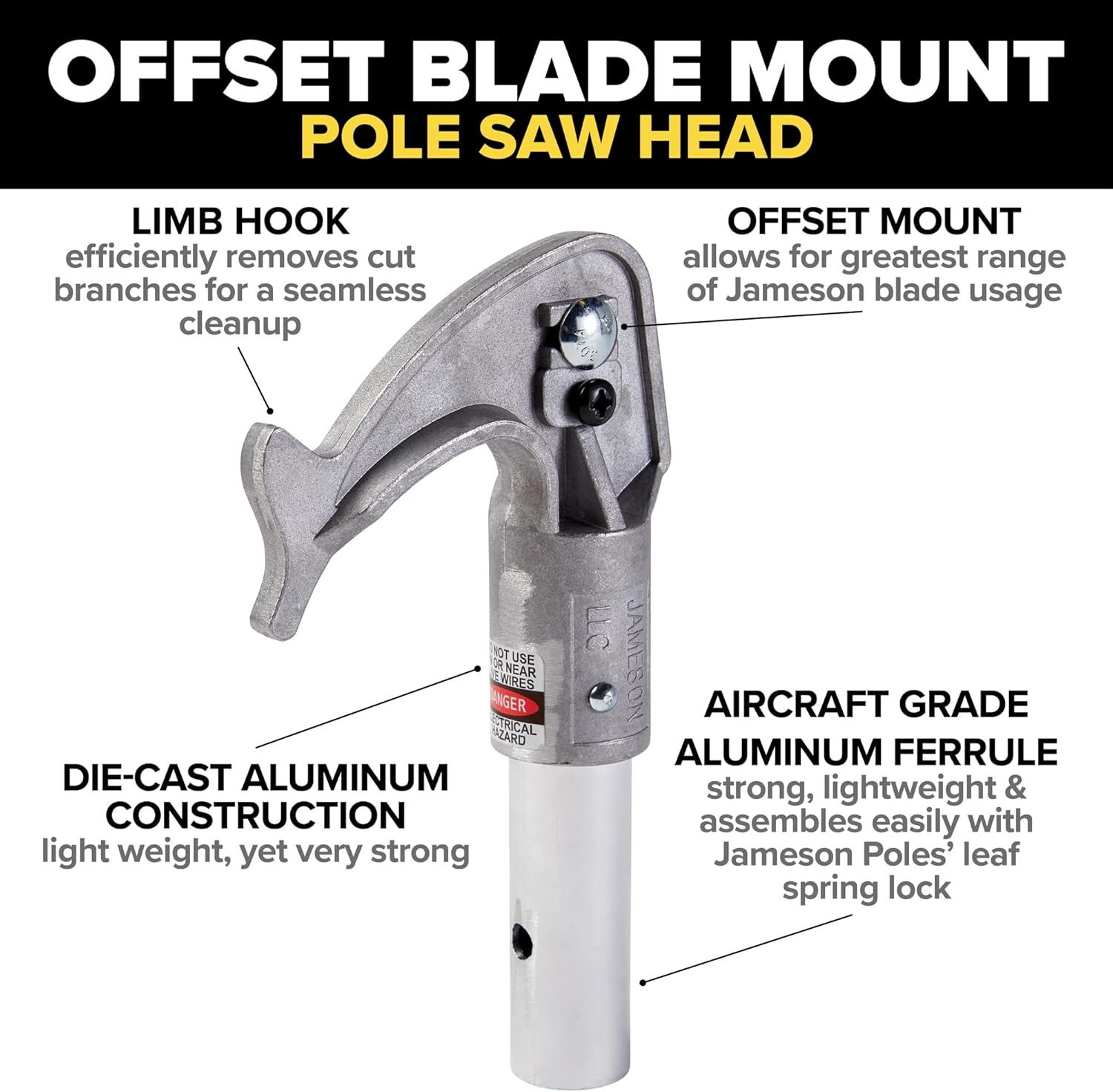 Jameson PS-3FPS1 Tri-Cut Pole Saw Head Kit, 13-Inch Barracuda Blade, Converts Extension Poles for Precise Tree Trimming and Pruning