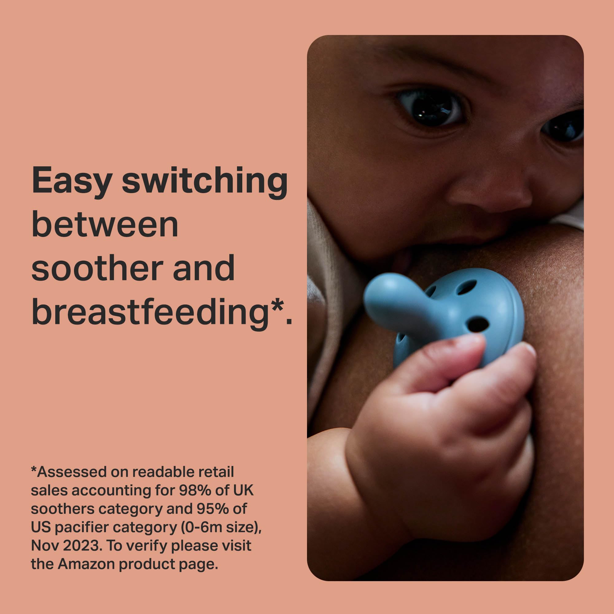 Tommee Tippee Breast-Like Dummy, 6-18m, 4-Pack, Lightweight, One-Piece Silicone Design, Symmetrical Teat, Multi - Image 3