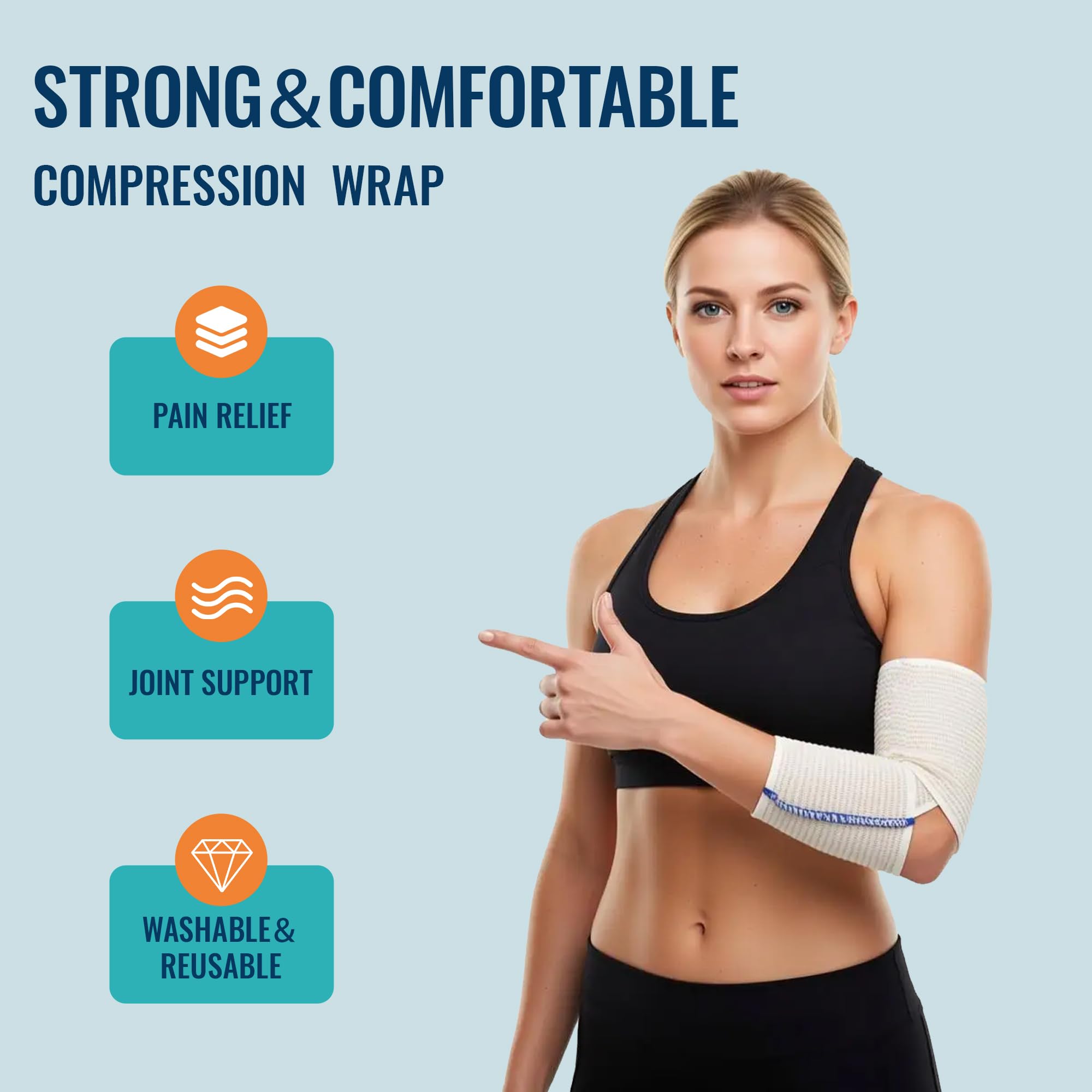 Premium Elastic Bandage Wrap,6" x 2 Pack Cotton Compression Bandage for Legs, Ankle, Knee,Foot,Body,Support & First Aid for Sports,Latex-Free,Reusable Wrap for Sports, Medical, and Injury Recovery — Amazon image 6