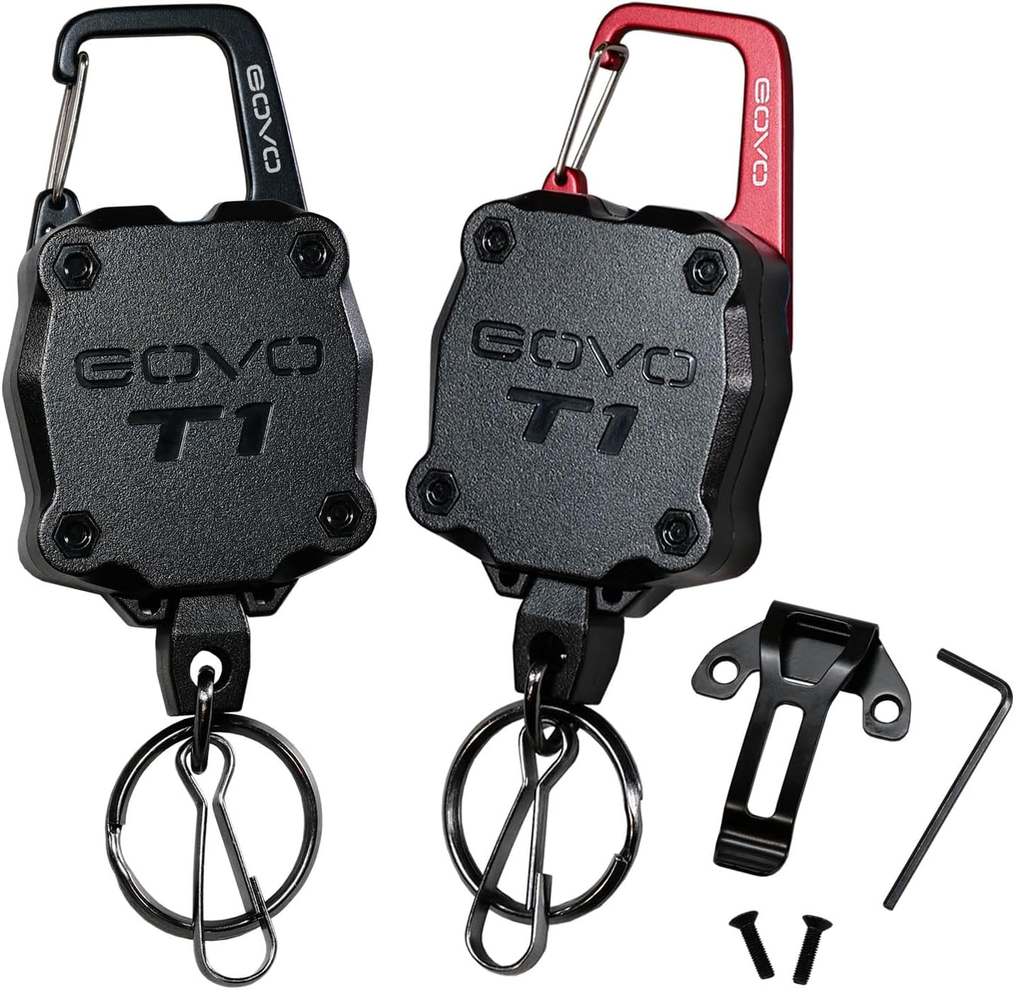 GOVO T1 Retractable Keychain, 9.5 Oz Retraction Force, 34” Steel Cable