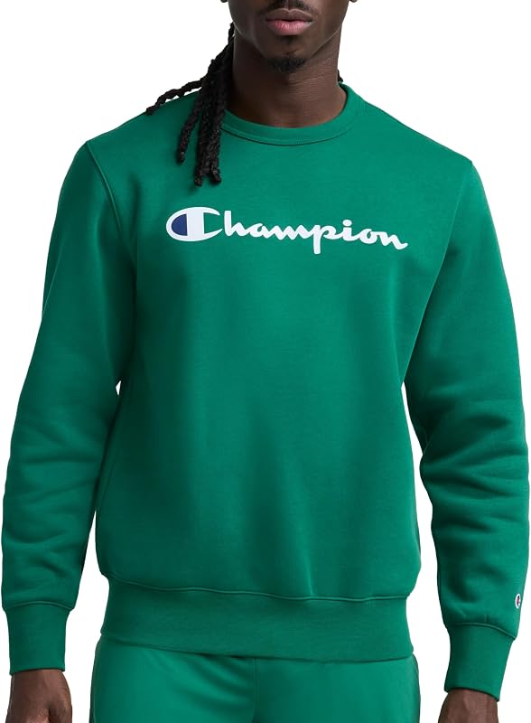 buzo Champion Fleece de cuello redondo para hombre, corte estándar, peso medio, logotipo de script, disponible en regular y grande y alto