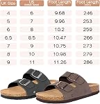 FITORY Womens Flat Sandals with Cork Footbed, Open Toe Slides Adjustable Slip On Slippers for Summer Size 6-11