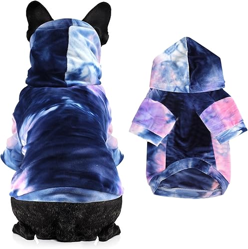 Miniatura 7 de Sudadera con capucha para perro, teñido anudado, para cachorros, abrigo para clima frío, ropa para mascotas para perros y gatos