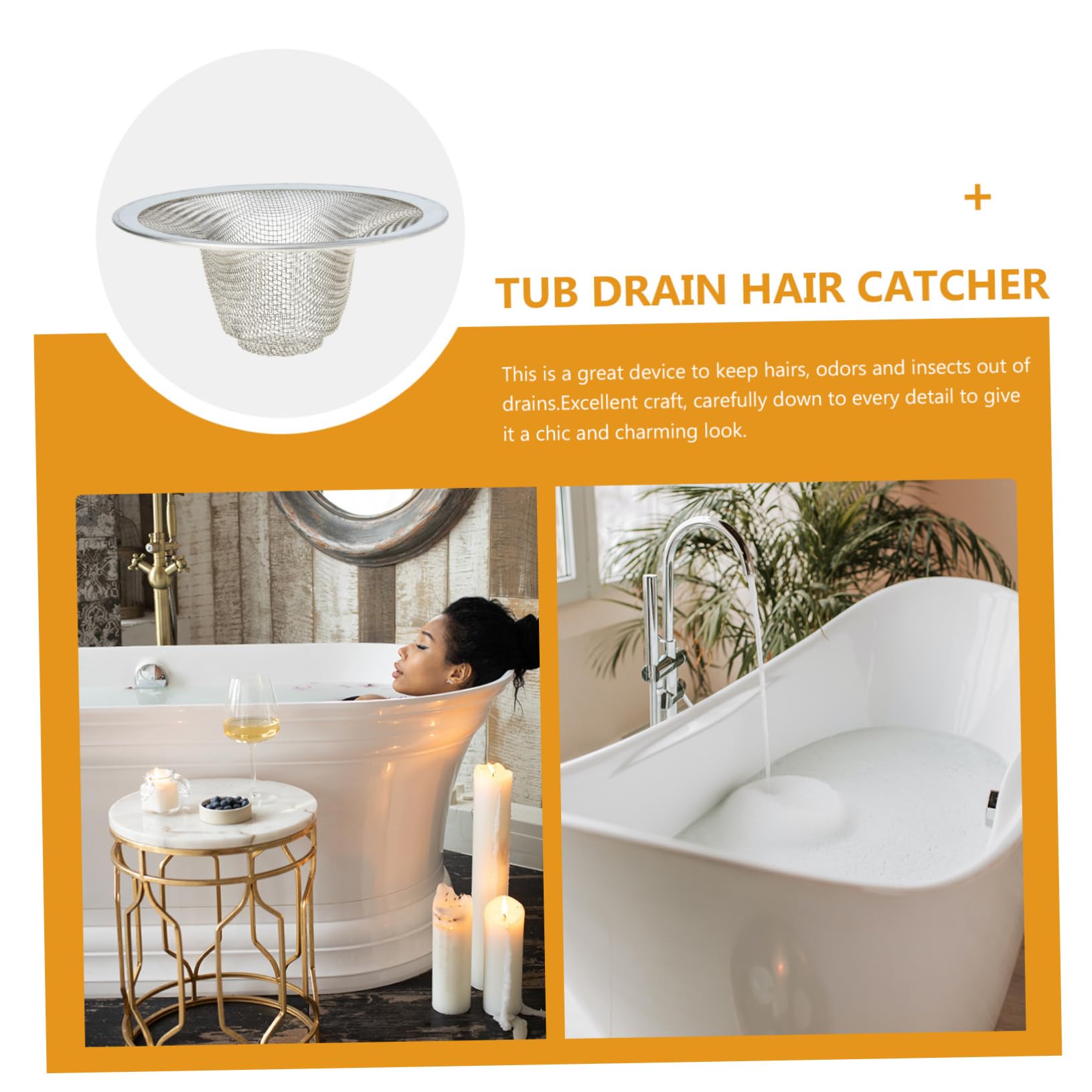 UKCOCO 16piezas Atrapa Cabello Drenaje De Bañera Filtro De Acero Inoxidable Colador para y Lavabo Fácil Instalación y Limpieza