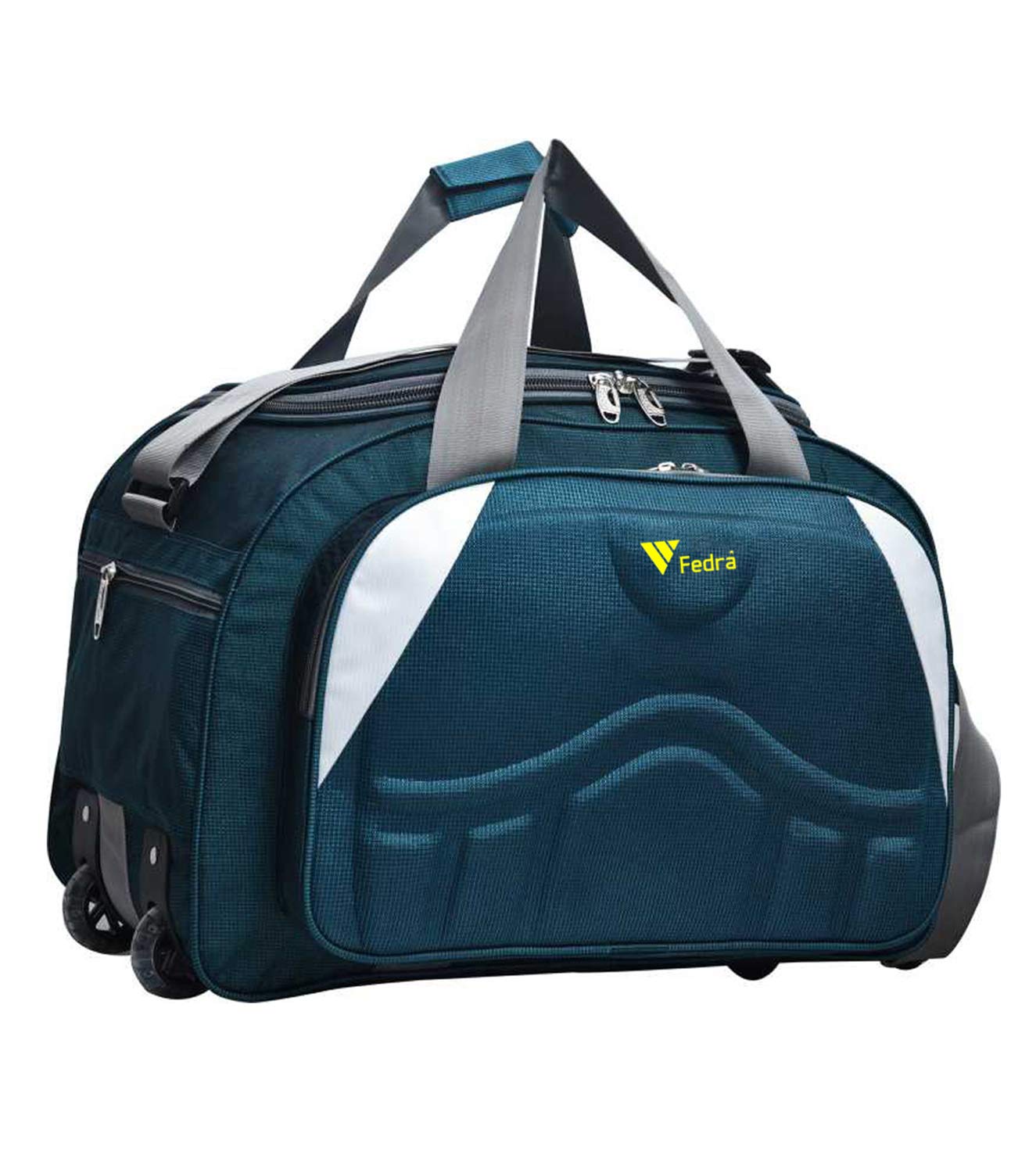 FEDRA Expandable Waterproof Polyester Duffel Travel Bags Men Duffle Luggage Bag 45 L Green White, 28.5 Cm