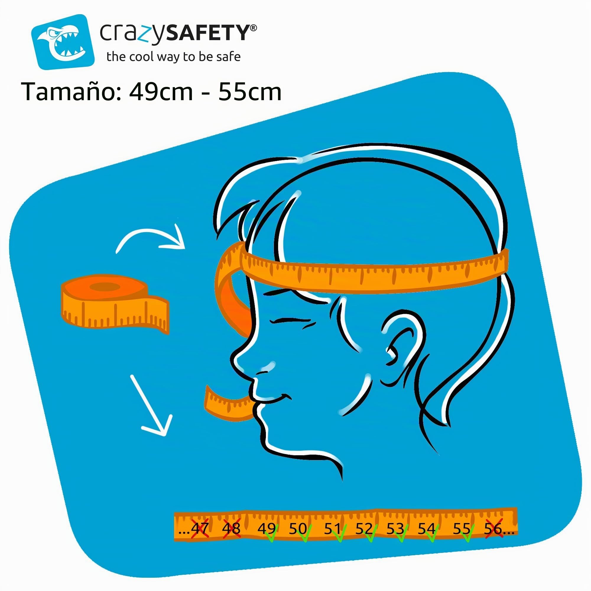Crazy Safety Casco para bicicleta para niños | Casco para niños de 2 a 7 años, ideal para bicicleta, monopatín, patinete, patines de ruedas | Casco de bicicleta 3D ajustable 49-55 cm (tigre naranja)