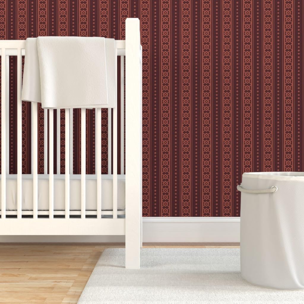 Removable Wallpaper Swatch - Maroon Stripe,Traditional Stripe,Heritage,red Traditional,Edwardian Custom Pre-Pasted Wallpaper by Spoonflower