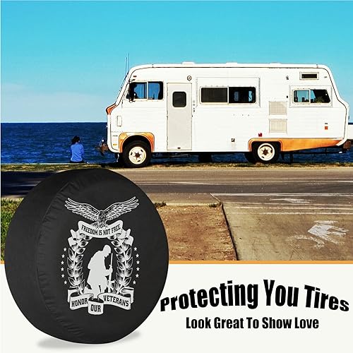 Miniatura 2 de Cubierta de neumático de repuesto para remolque, silueta de soldado del día de los veteranos, cubiertas de neumáticos para remolque, resistentes a