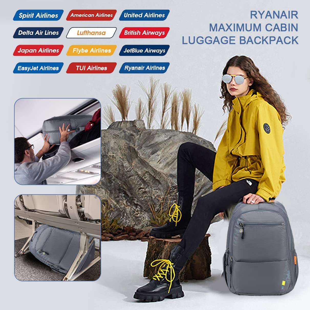 SPAHER Zaino Ryanair 40x20x25 Bagaglio a Mano 40x20x25 Ryanair Zaino da Viaggio Impermeabile Borsa 40x20x25 Ryanair Zaino Scuola 20L Wizzair Easyjet Zaino da Escursionismo Campeggio per Uomo Donna
